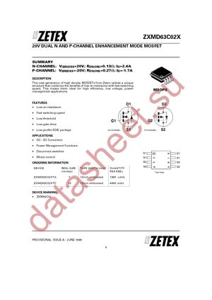 ZXMD63C02XTC datasheet  