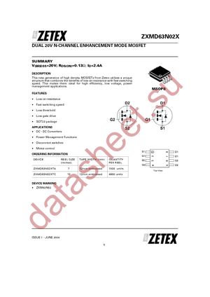 ZXMD63N02XTA datasheet  