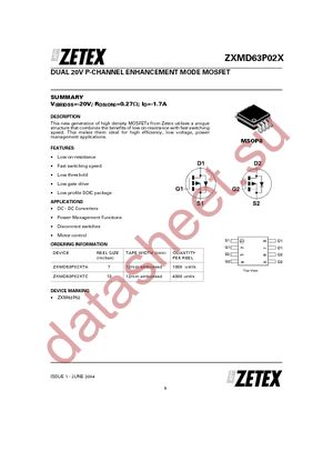 ZXMD63P02XTA datasheet  