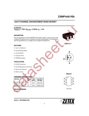 ZXMP10A17E6TA datasheet  