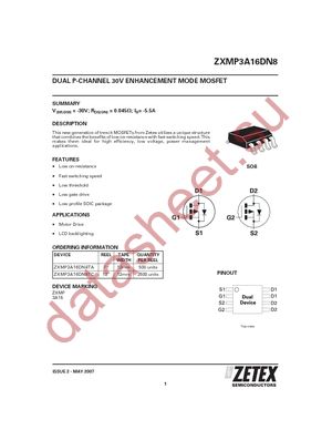 ZXMP3A16DN8TA datasheet  