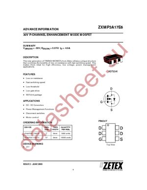 ZXMP3A17E6TA datasheet  