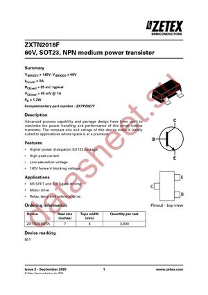 ZXTN2018FTA datasheet  