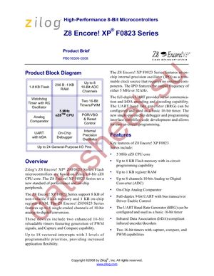 Z8F0823PH005SC datasheet  