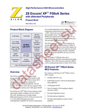 Z8F082APJ020SC datasheet  